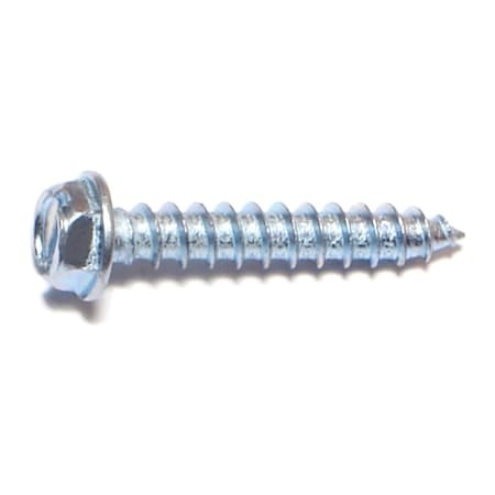 Midwest Fastener Sheet Metal Screw, #12 x 1-1/4 in, Zinc Plated Steel Flange Hex Head Slotted Drive, 100 PK 02948